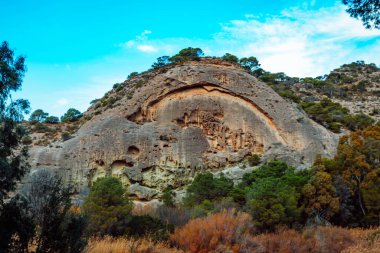 Caminito del Rey yürüyüş yolu, Kralların patikası, El Chorro Gorge 'un güzel manzarası, Ardales, Malaga, İspanya.