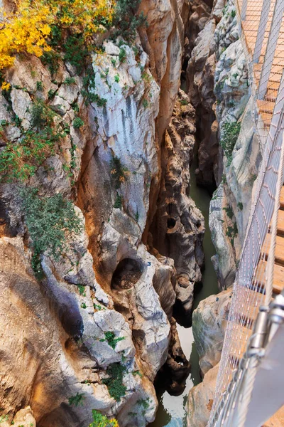 Caminito del Rey yürüyüş yolu, Kralların patikası, El Chorro Gorge 'un güzel manzarası, Ardales, Malaga, İspanya.