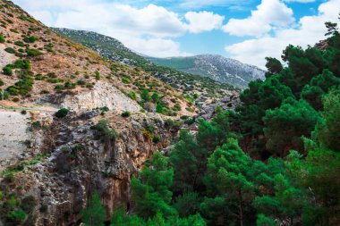 Caminito del Rey yürüyüş yolu, Kralların patikası, El Chorro Gorge 'un güzel manzarası, Ardales, Malaga, İspanya.