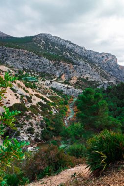Caminito del Rey yürüyüş yolu, Kralların patikası, El Chorro Gorge 'un güzel manzarası, Ardales, Malaga, İspanya.
