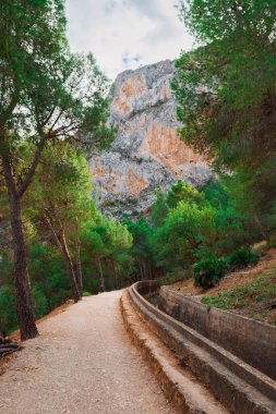 Caminito del Rey yürüyüş yolu, Kralların patikası, El Chorro Gorge 'un güzel manzarası, Ardales, Malaga, İspanya.