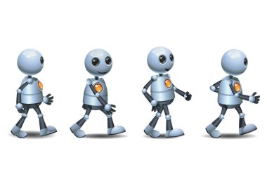 İzole edilmiş beyaz arka planda toplanan küçük bir robotun üç boyutlu çizimi