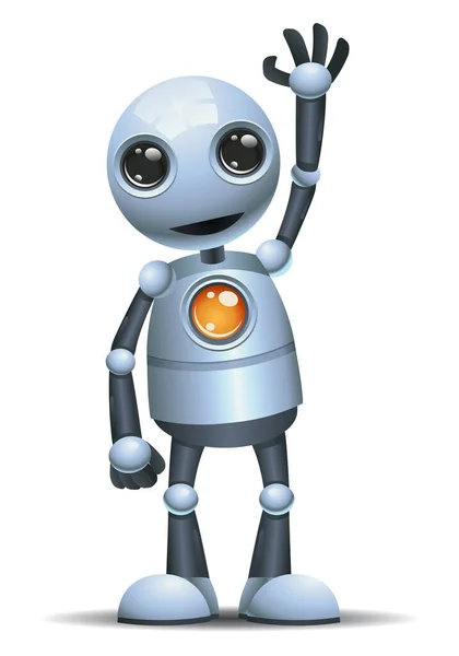 stock image 3D illustration of a little robot reach up on isolated white background