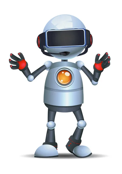 Illustration Little Robot Wear Device Technology Metaverse Isolated White Background — стоковое фото