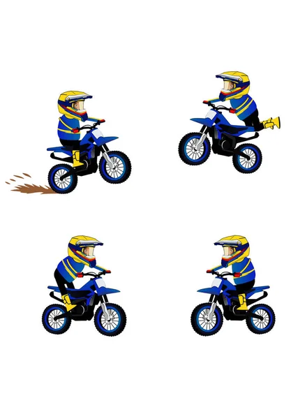 Illustration Tecknad Maskot Vänlig Karaktär Rida Viss Typ Dirtbike Träning — Stockfoto