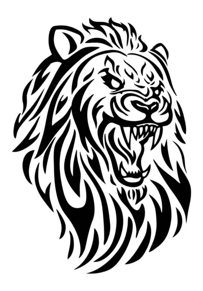 Illustration Eines Wütenden Löwenkopftattoos — Stockfoto