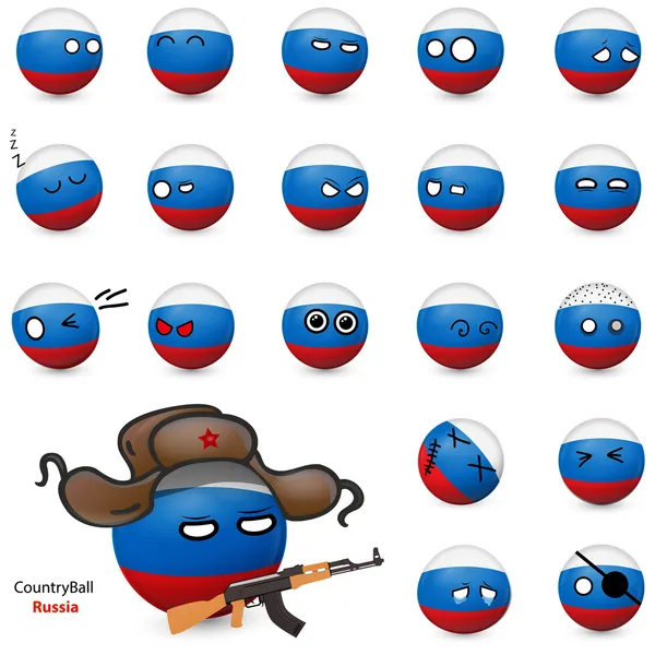 Land bal - set van smileys Rusland — Stockvector