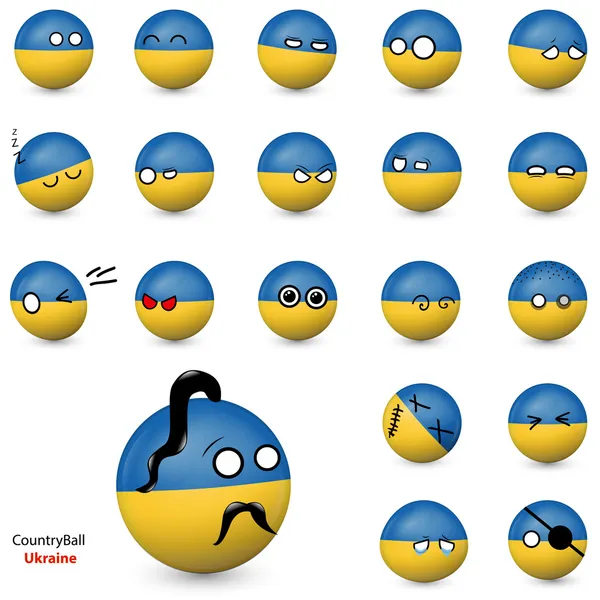 Country Ball - set of smileys Ukraine Royalty Free Stock Vectors