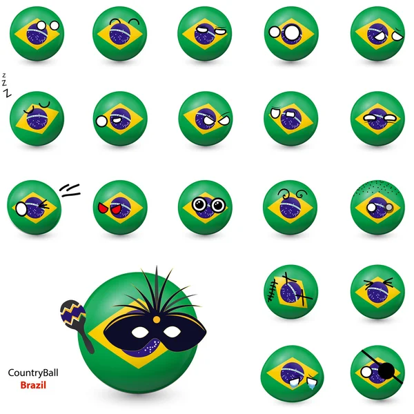 Land bal - set van smileys Brazilië — Stockvector