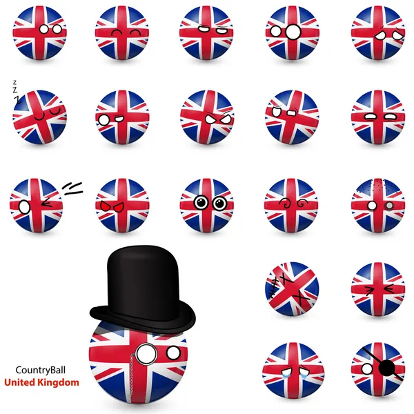 Country Ball - set of smileys United Kingdom Stock Vector