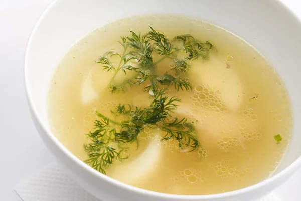 Broth with egg — Stock Photo, Image