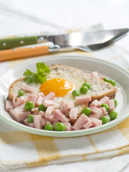 Pan tostado con jamón — Foto de Stock