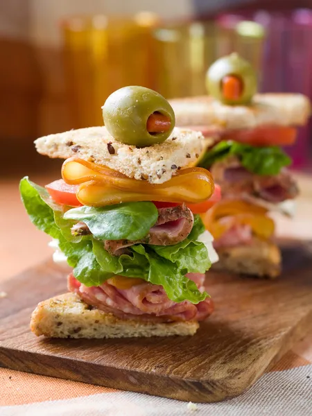 Sandwich mit Schinken, — Stockfoto