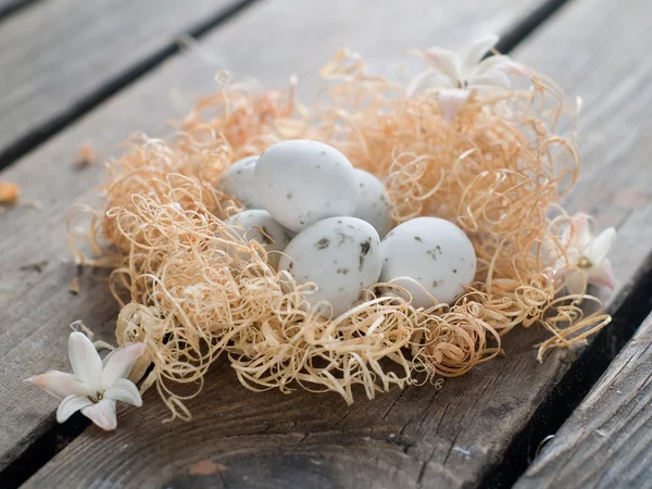 Ovos de Páscoa no ninho — Fotografia de Stock