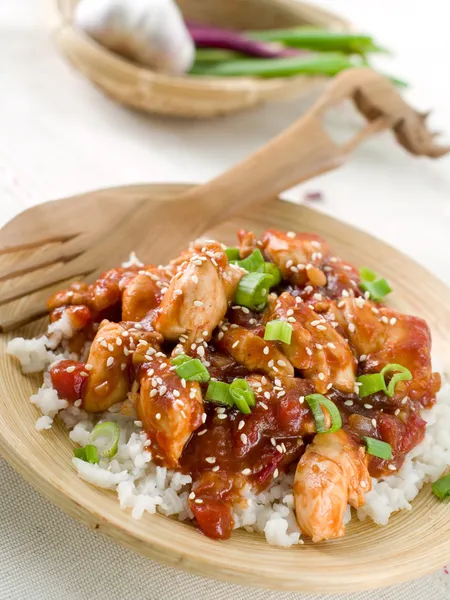 Rice with chicken sauce — Stock Photo, Image