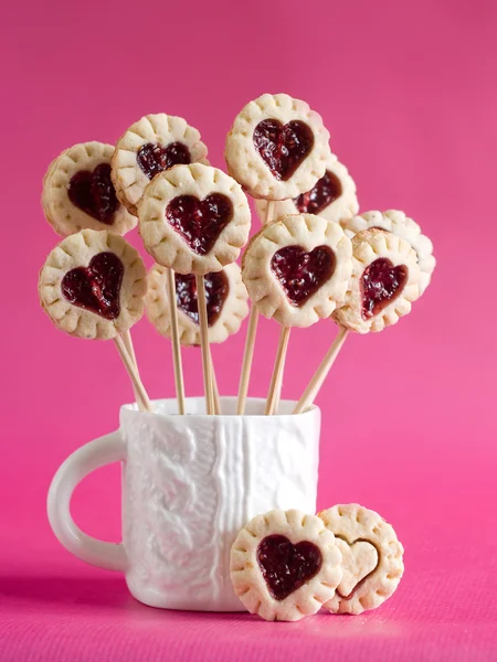 Cookies decorated with hearts — Stock Photo, Image