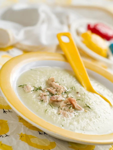 Soupe de légumes en purée avec poulet Photos De Stock Libres De Droits