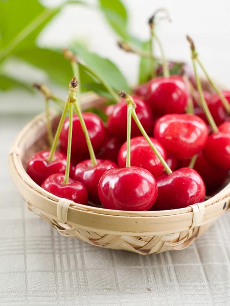 Cherry in basket — Stock Photo, Image