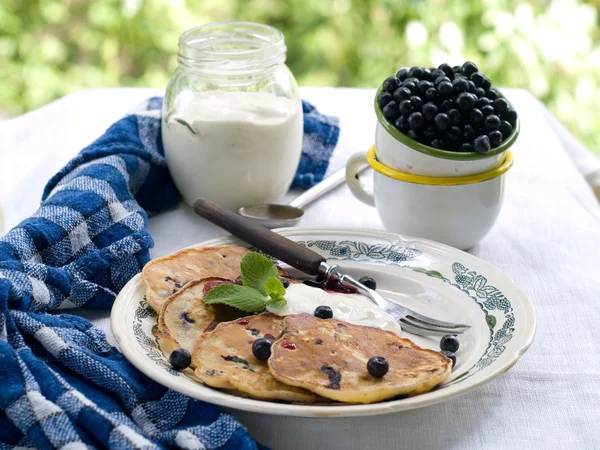 Pancakes with blueberry — Stock Photo, Image