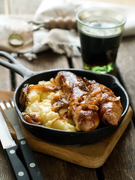 Puré de patatas y salchichas — Foto de Stock