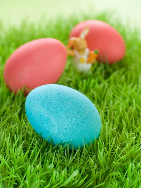 Easter eggs and rabbit — Stock Photo, Image