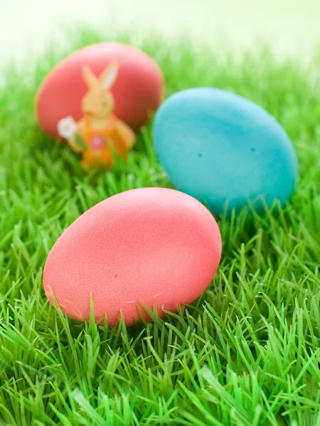 Easter eggs and rabbit — Stock Photo, Image