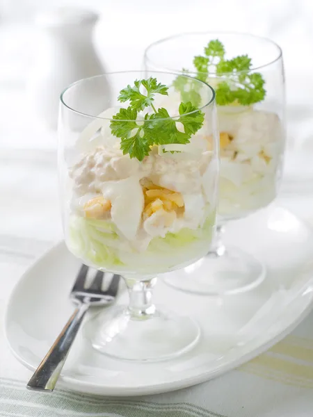 Eiersalat im Glas — Stockfoto