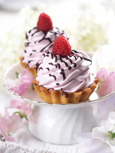 Cupcakes with chocolate and raspberry — Stock Photo, Image