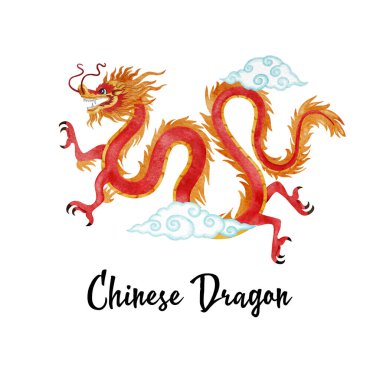 Çin ejderhası suluboya, Asyalı ejderha çizimi.