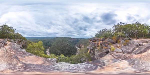 Sferyczne Panoramiczne Zdjęcie Glenbrook Creek Klifu Blue Mountains Nowej Południowej — Zdjęcie stockowe