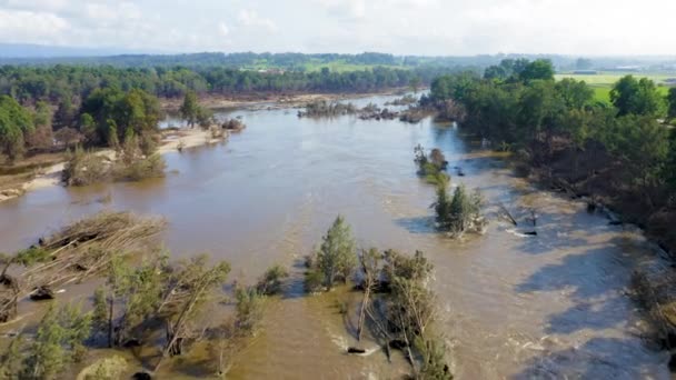 Imágenes Aéreas Aviones Tripulados Graves Inundaciones Daños Río Nepean Región — Vídeo de stock