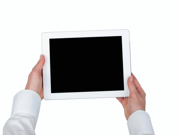 kadınların elleri beyaz zemin üzerine tablet düzenledi