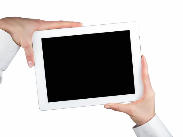 kadınların elleri beyaz zemin üzerine tablet düzenledi