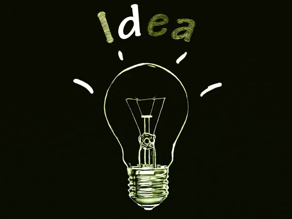 Sketch bulbs and inscription idea on dark background — Stock Photo, Image