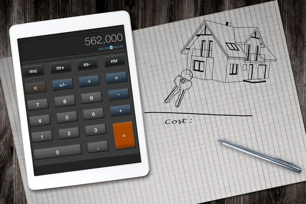 Home construction cost calculator — Stock Photo, Image