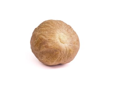 Beyaz arkaplanda hindistan cevizi, makro fotoğraf, bir sürü detay.