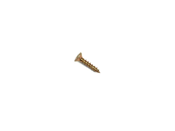 Yellow Metal Screw Clipping Path Macro Lots Detail White Background — стоковое фото