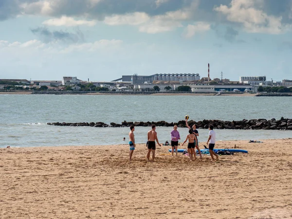 Rochelle France July 2022 Beach Volleyball Group Young People Playing — Stock Photo, Image