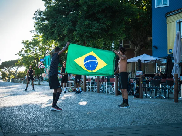 Francia Junio 2022 Bailarines Afroamericanos Capoeira Las Calles Rochelle Danza — Foto de Stock