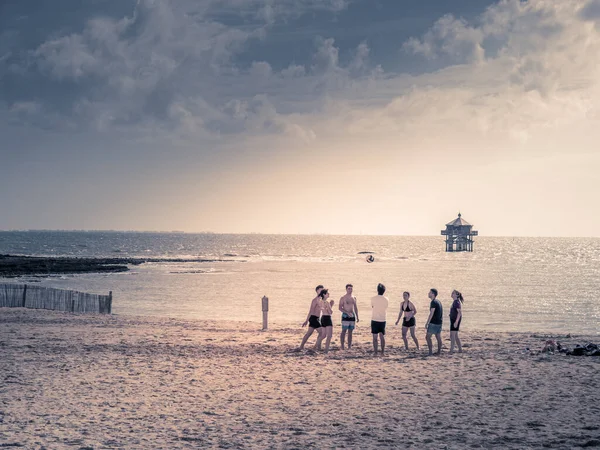 Rochelle France July 2022 Beach Volleyball Group Young People Playing — Stock Photo, Image