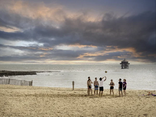 Rochelle France July 2022 Beach Volleyball Group Young People Playing — Stock Photo, Image