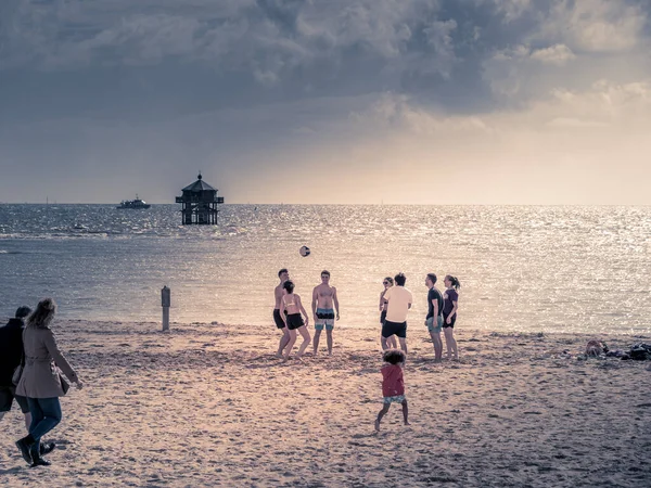 Rochelle France July 2022 Beach Volleyball Group Young People Playing — Stock Photo, Image