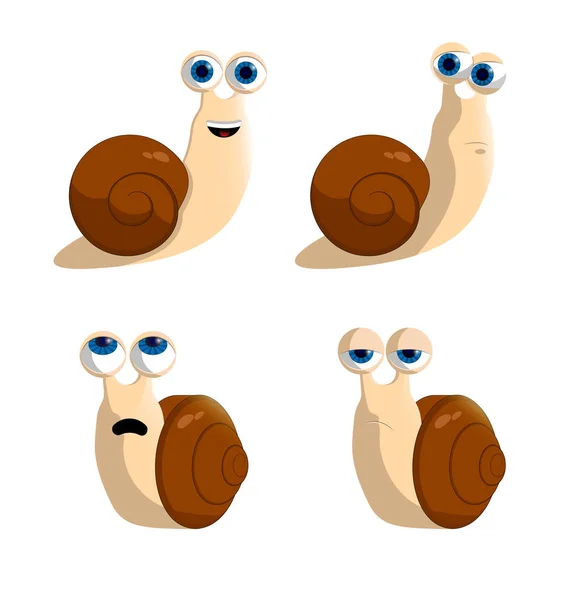 Personnage Escargot Avec Différentes Expressions Faciales Ensemble Escargots Émotionnels — Image vectorielle