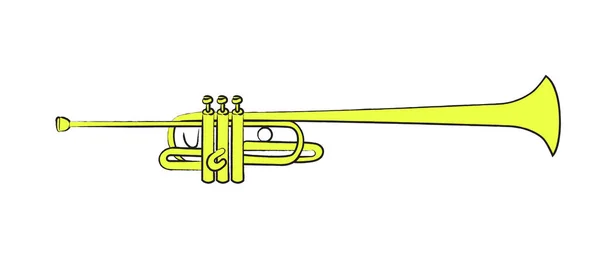 Trompet renkli vektör karalaması. Zafer Trompeti. El çizimi Clipart.