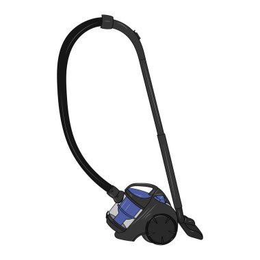 Beyaz arkaplanda modern elektrik süpürgesi çizimi izole edildi.