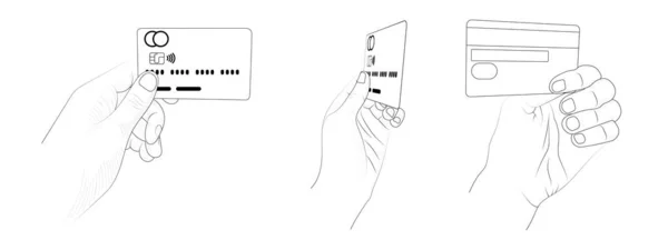 El ele tutuşan kredi kartı çizimi.