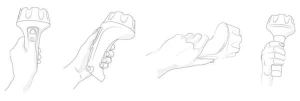 Flashlight Hand Vector Sketch Set Tourism Equipment Concept — Stock Vector