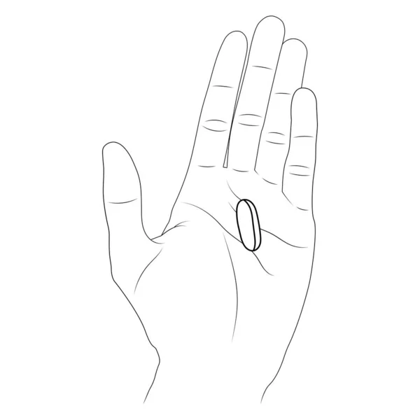 Hand Holding Pill Contour Medicine Open Palm —  Vetores de Stock