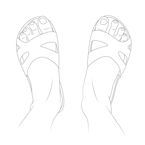 Wearing Slippers Vector Illustration Shoes Top View — Stockvektor
