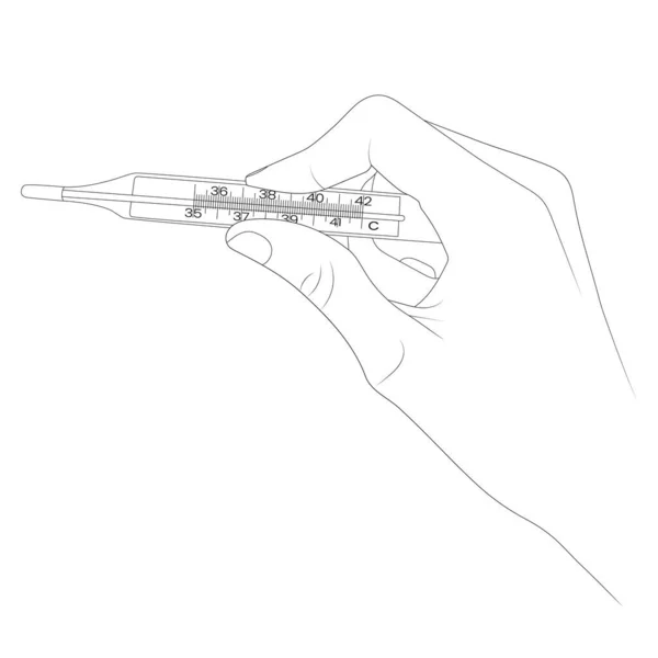 Medical Thermometer Vector Sketch Instrument Temperature Measurement — Stockvektor